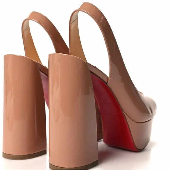 Christian Louboutin Nude Slingback Heels - Picture 1 of 7